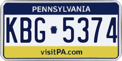 PA license plate KBG5374