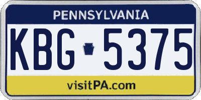 PA license plate KBG5375