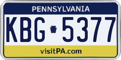 PA license plate KBG5377