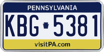 PA license plate KBG5381
