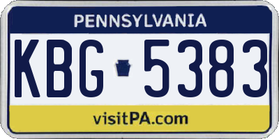 PA license plate KBG5383