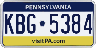 PA license plate KBG5384