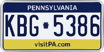 PA license plate KBG5386