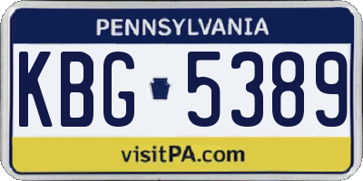 PA license plate KBG5389