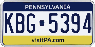 PA license plate KBG5394