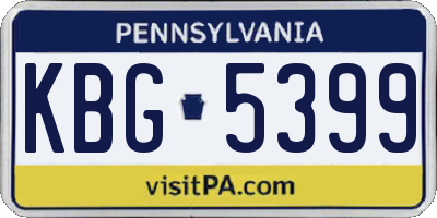 PA license plate KBG5399