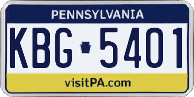 PA license plate KBG5401