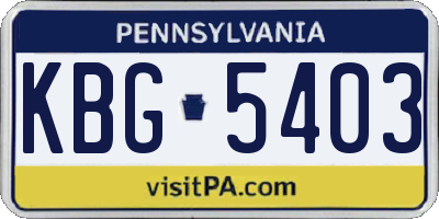 PA license plate KBG5403