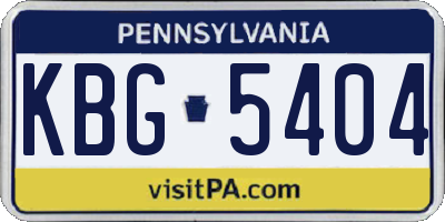 PA license plate KBG5404