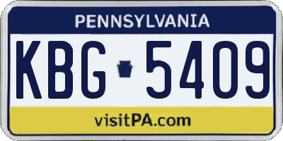 PA license plate KBG5409