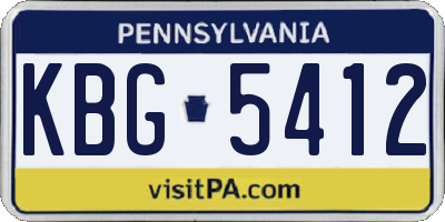 PA license plate KBG5412