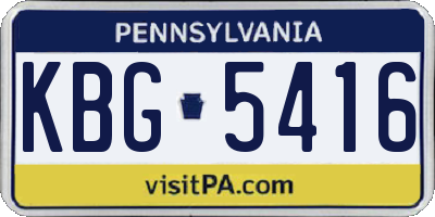 PA license plate KBG5416