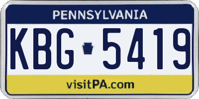 PA license plate KBG5419