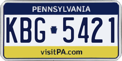 PA license plate KBG5421