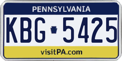 PA license plate KBG5425