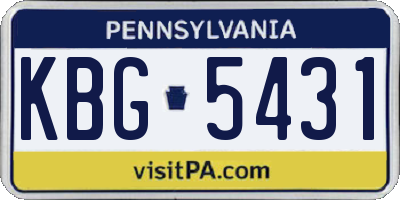 PA license plate KBG5431