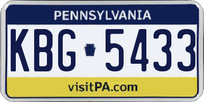 PA license plate KBG5433