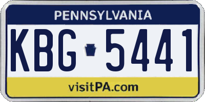 PA license plate KBG5441