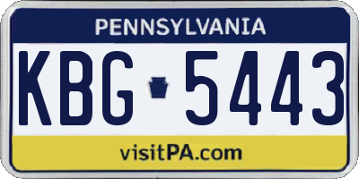 PA license plate KBG5443