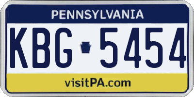 PA license plate KBG5454