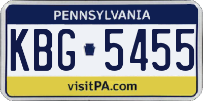 PA license plate KBG5455