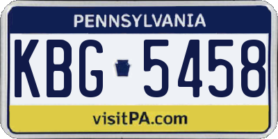 PA license plate KBG5458