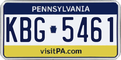 PA license plate KBG5461
