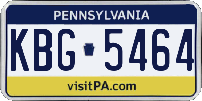 PA license plate KBG5464