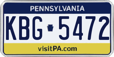 PA license plate KBG5472