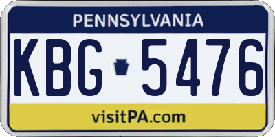 PA license plate KBG5476