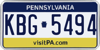 PA license plate KBG5494