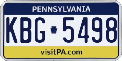 PA license plate KBG5498