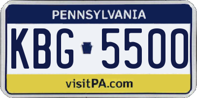 PA license plate KBG5500