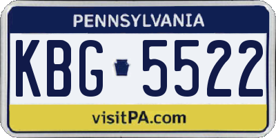 PA license plate KBG5522