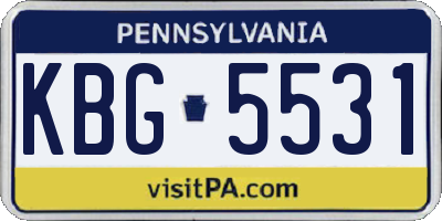PA license plate KBG5531