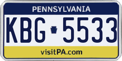 PA license plate KBG5533