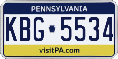 PA license plate KBG5534
