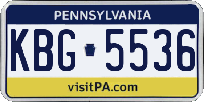 PA license plate KBG5536