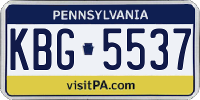 PA license plate KBG5537