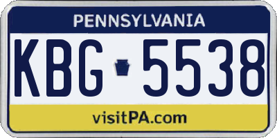 PA license plate KBG5538