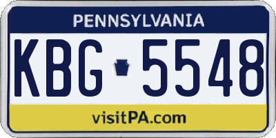 PA license plate KBG5548