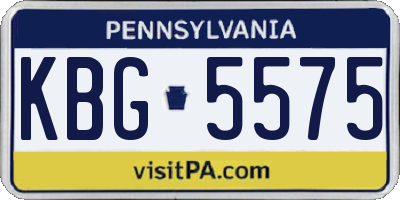 PA license plate KBG5575
