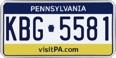 PA license plate KBG5581