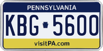 PA license plate KBG5600