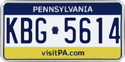 PA license plate KBG5614