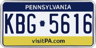 PA license plate KBG5616