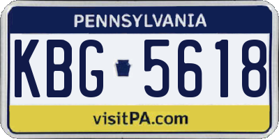 PA license plate KBG5618