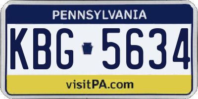 PA license plate KBG5634
