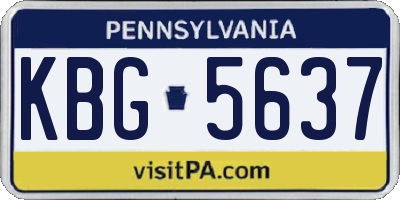 PA license plate KBG5637
