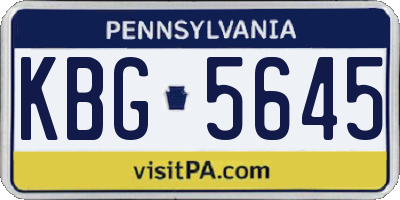 PA license plate KBG5645